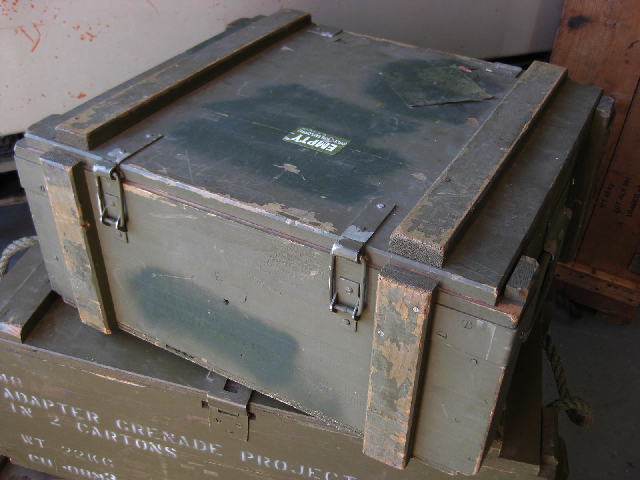 AMMO BOX, Wooden - Green (Rope Handles) 54 x 48 x 24cm